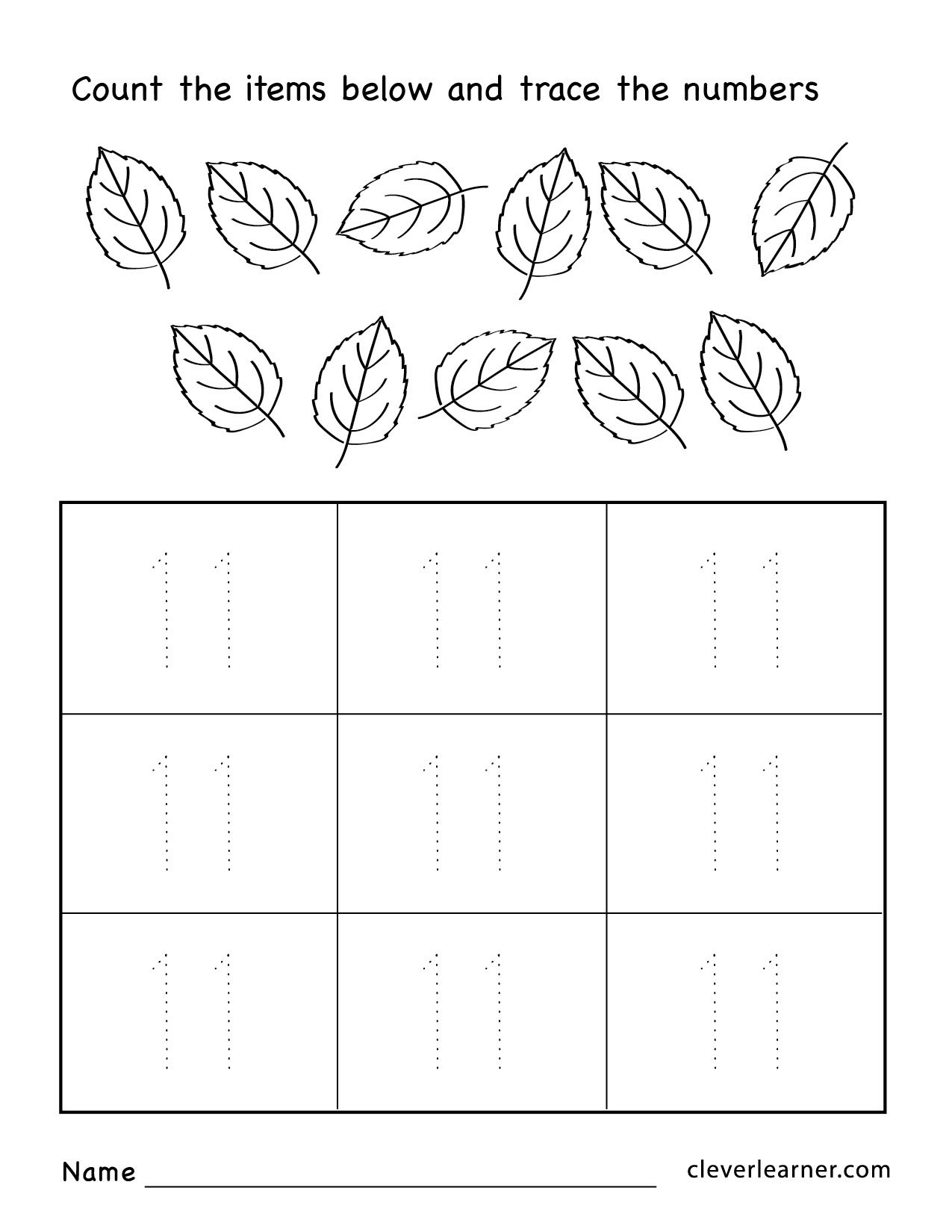 Number 11 Worksheet For Preschool