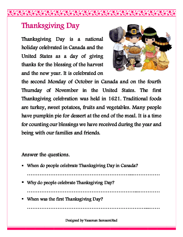 Thanksgiving Worksheets For Middle School 716669