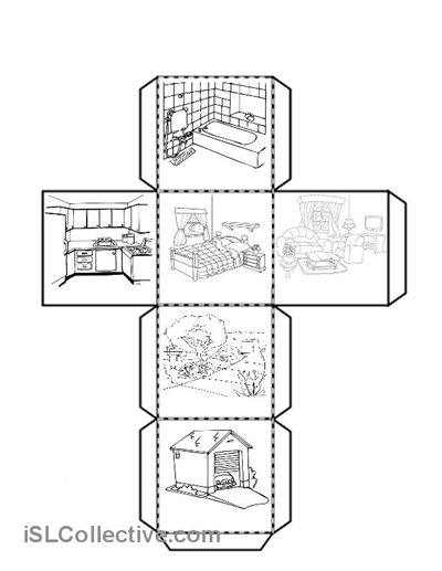 Cube With The Parts Of The House Worksheet