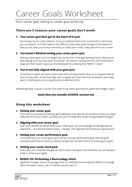Career Goals Worksheet